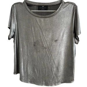 ❕METALLIC HEROINE SPORT SILVER GRAY TSHIRT L❕